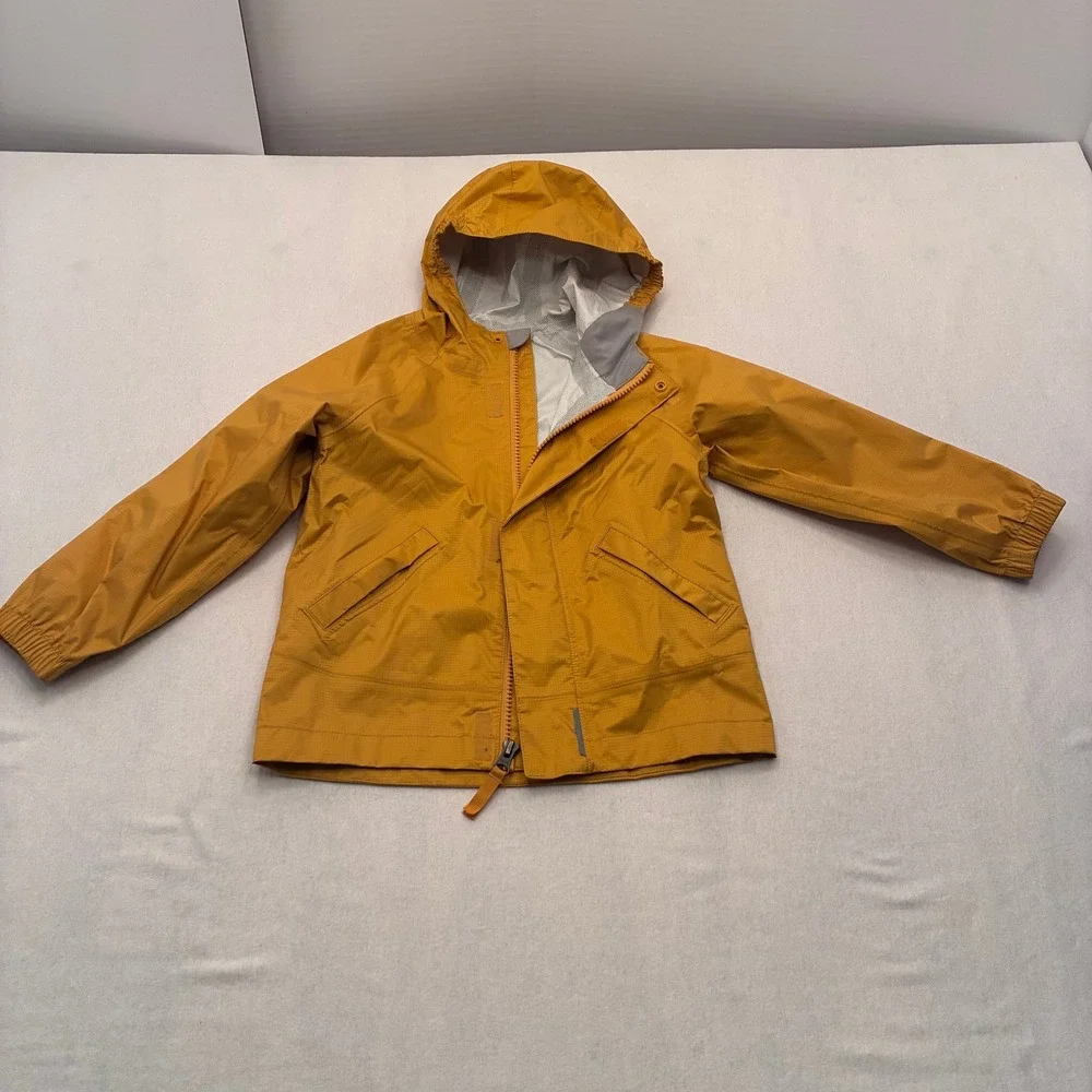 REI Co-op Rainier Rain Jacket Toddler 3T Mustard Yellow Waterproof Hooded Shell